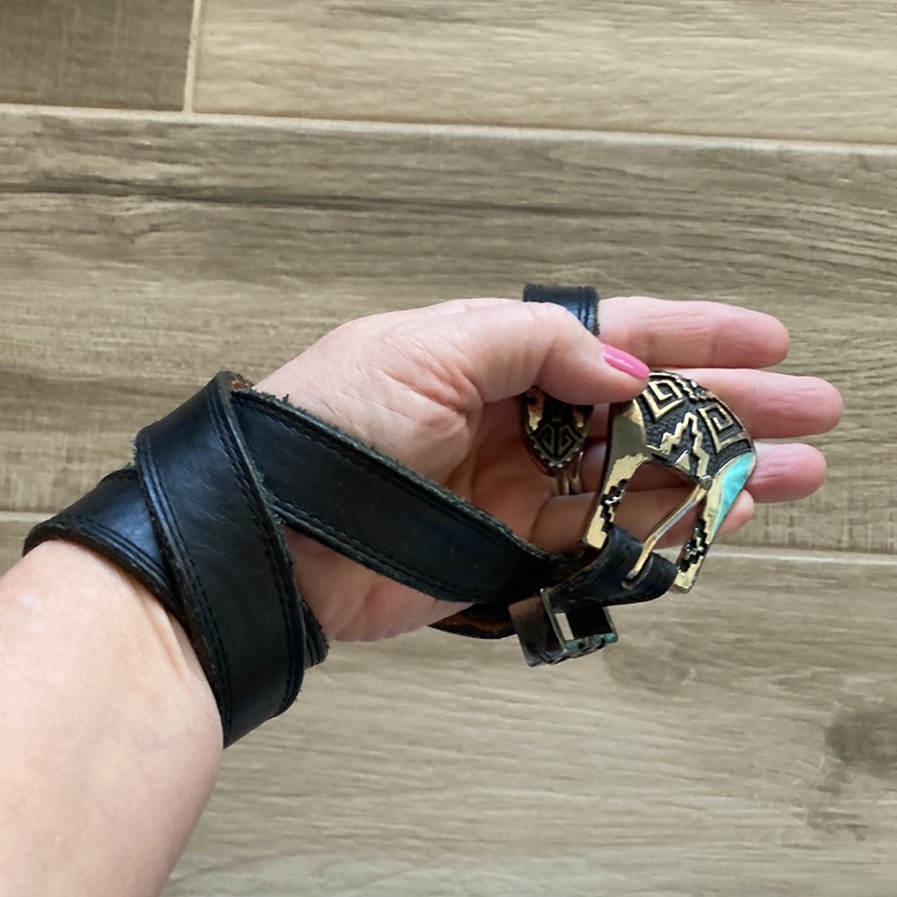 Vintage Nocona southwestern Aztec leather belt